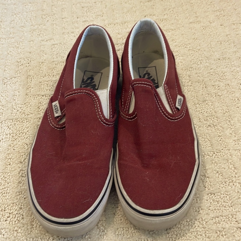 Maroon slip on vans